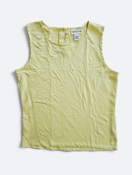 Ann Taylor Tops - Vintage Ann Taylor 100% Silk Light Green Chartreuse Sleeveless Blouse Tank Top 4